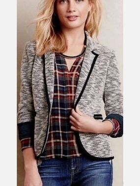 Anthropologie Cartonnier Knit Sweater Blazer Jacket Large